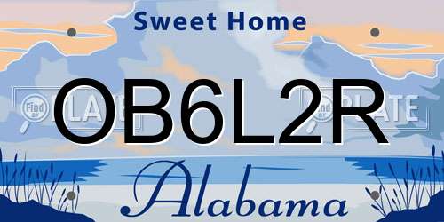 OB6L2R Alabama License Plate