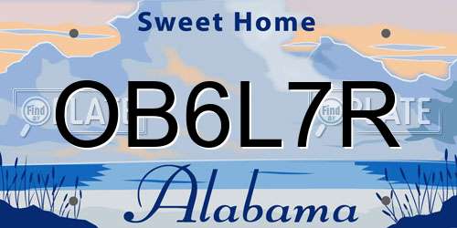 OB6L7R Alabama License Plate