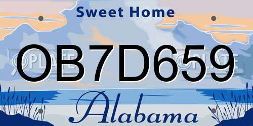 OB7D659 Alabama License Plate