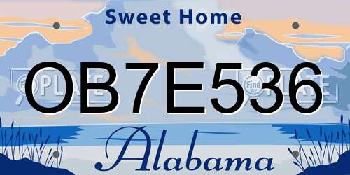 OB7E536 Alabama License Plate
