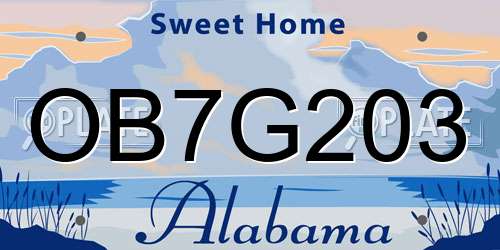 OB7G203 Alabama License Plate