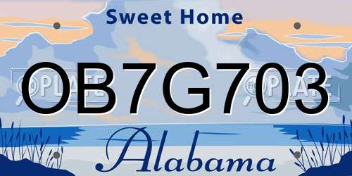OB7G703 Alabama License Plate