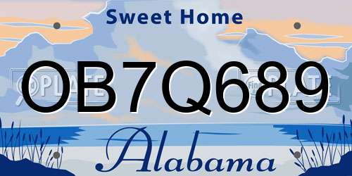 OB7Q689 Alabama License Plate