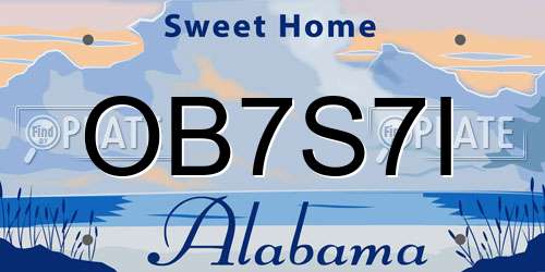 OB7S7I Alabama License Plate