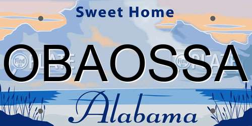 OBAOSSA Alabama License Plate
