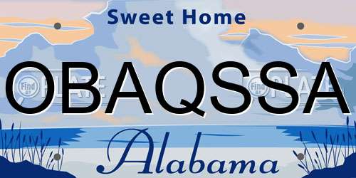 OBAQSSA Alabama License Plate