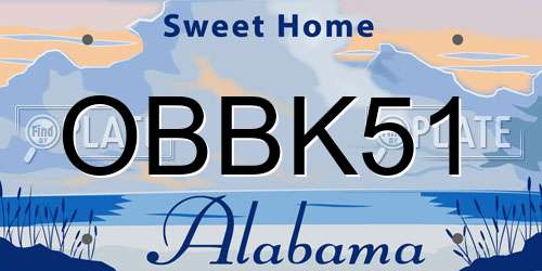 OBBK51 Alabama License Plate