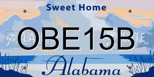 OBE15B Alabama License Plate