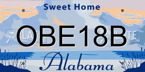 OBE18B Alabama License Plate