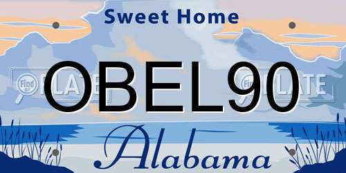 OBEL90 Alabama License Plate