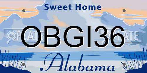 OBGI36 Alabama License Plate