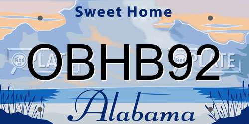 OBHB92 Alabama License Plate