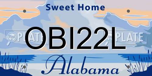 OBI22L Alabama License Plate