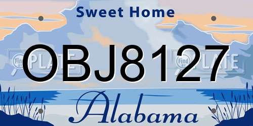 OBJ8127 Alabama License Plate