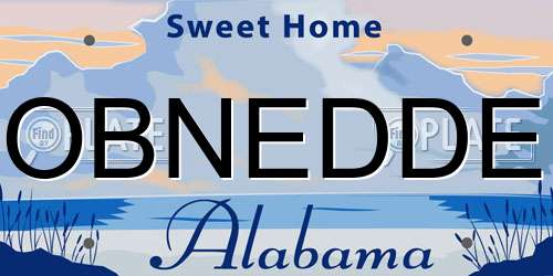 OBNEDDE Alabama License Plate