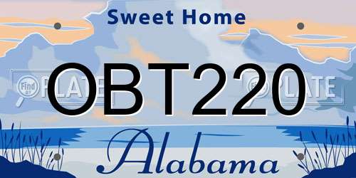 OBT220 Alabama License Plate