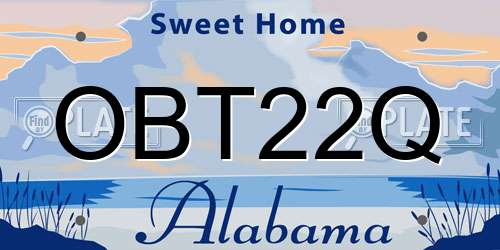 OBT22Q Alabama License Plate