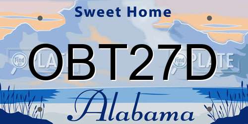 OBT27D Alabama License Plate