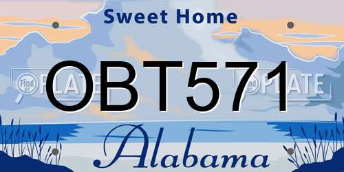 OBT571 Alabama License Plate