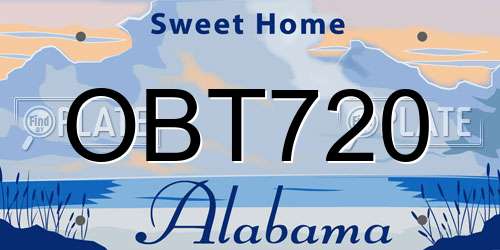 OBT720 Alabama License Plate