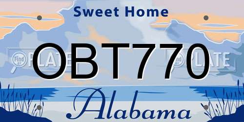 OBT770 Alabama License Plate
