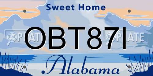 OBT87I Alabama License Plate