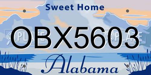 OBX5603 Alabama License Plate