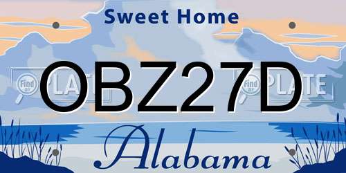 OBZ27D Alabama License Plate