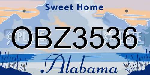 OBZ3536 Alabama License Plate