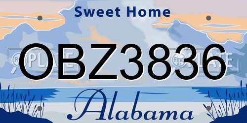OBZ3836 Alabama License Plate
