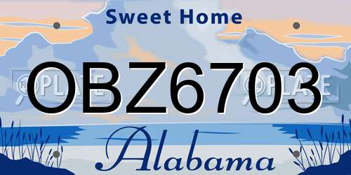 OBZ6703 Alabama License Plate