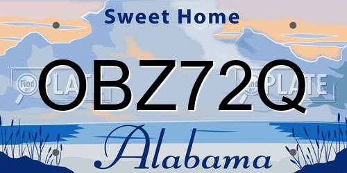 OBZ72Q Alabama License Plate