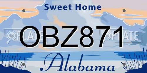 OBZ871 Alabama License Plate