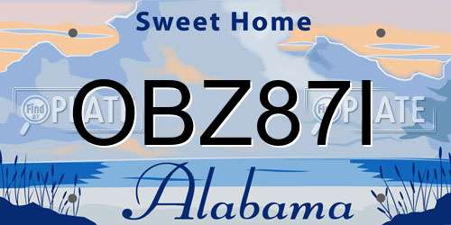 OBZ87I Alabama License Plate