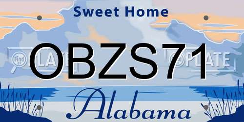 OBZS71 Alabama License Plate