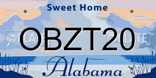 OBZT20 Alabama License Plate