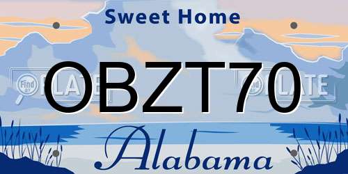 OBZT70 Alabama License Plate