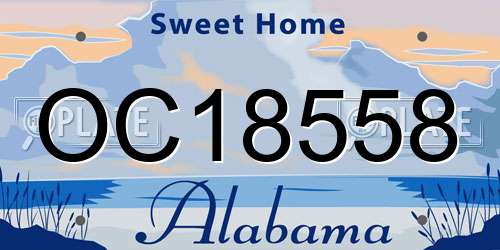 OC18558 Alabama License Plate
