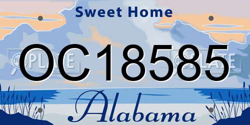 OC18585 Alabama License Plate