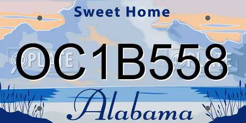 OC1B558 Alabama License Plate