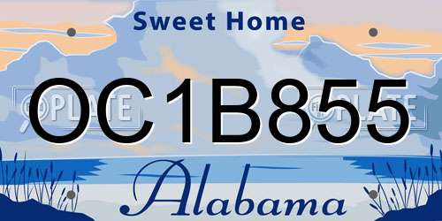 OC1B855 Alabama License Plate