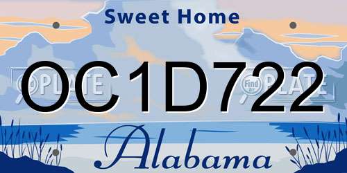 OC1D722 Alabama License Plate