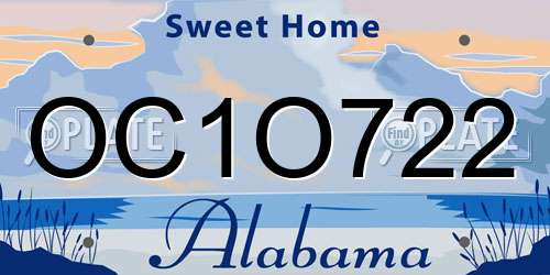 OC1O722 Alabama License Plate