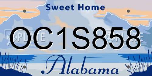 OC1S858 Alabama License Plate