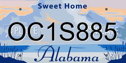 OC1S885 Alabama License Plate