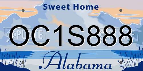 OC1S888 Alabama License Plate