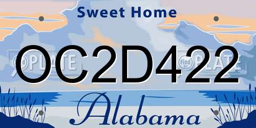 OC2D422 Alabama License Plate