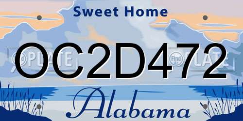 OC2D472 Alabama License Plate