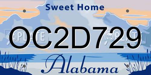 OC2D729 Alabama License Plate