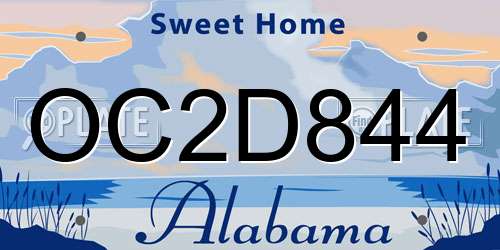 OC2D844 Alabama License Plate